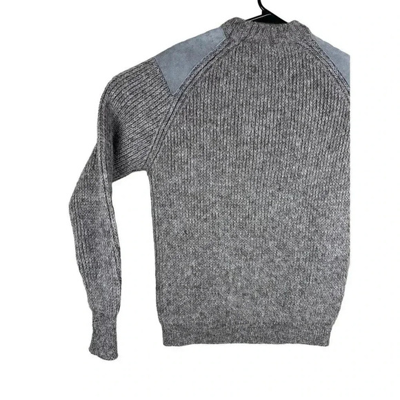 Vintage Knitted Sweater | Grey 100% British Wool | Men's Large | Elbow Patches - Picture 10 of 16